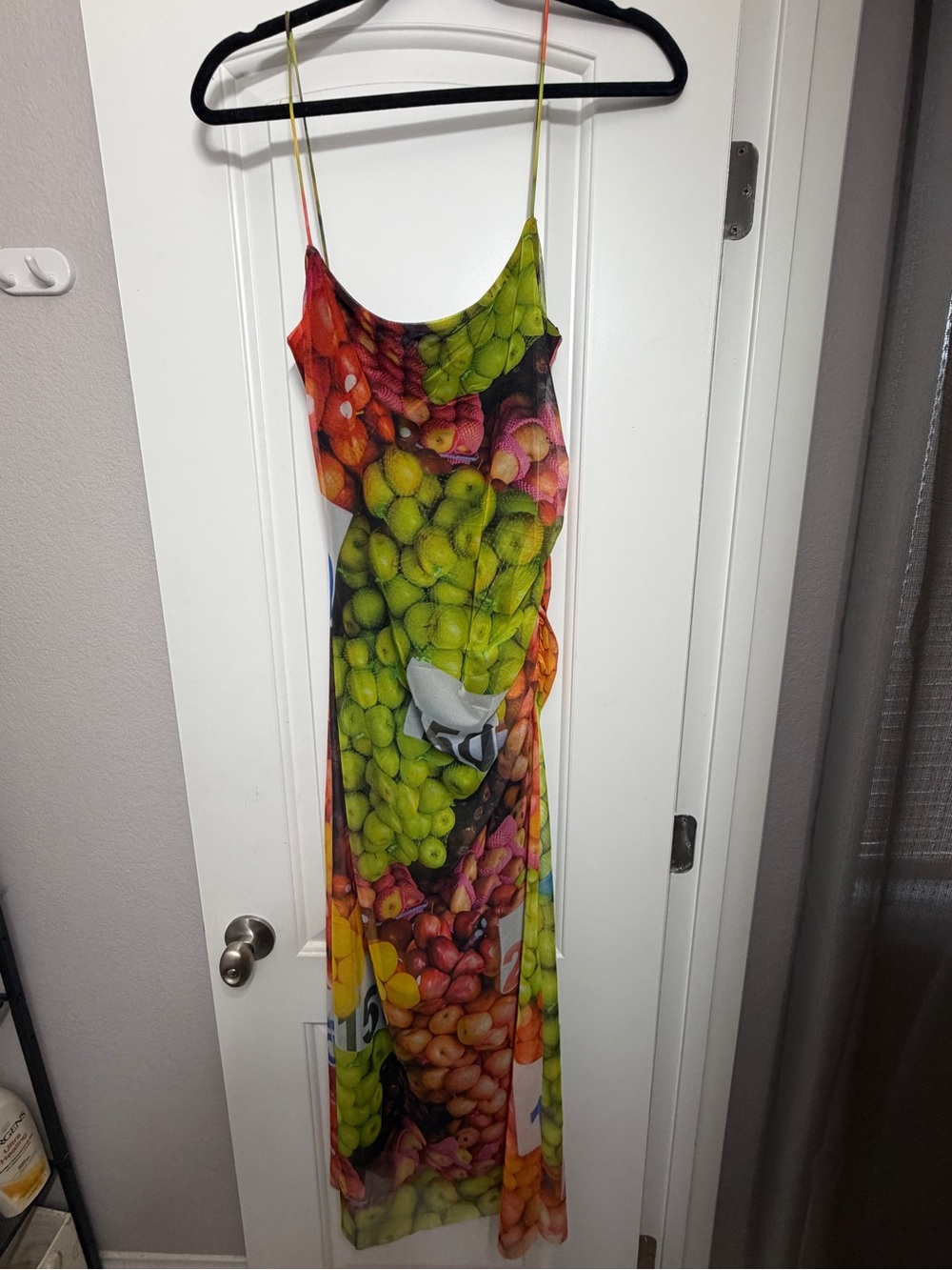 Zara Fruit-Print Slip Maxi Dress - Green Multi